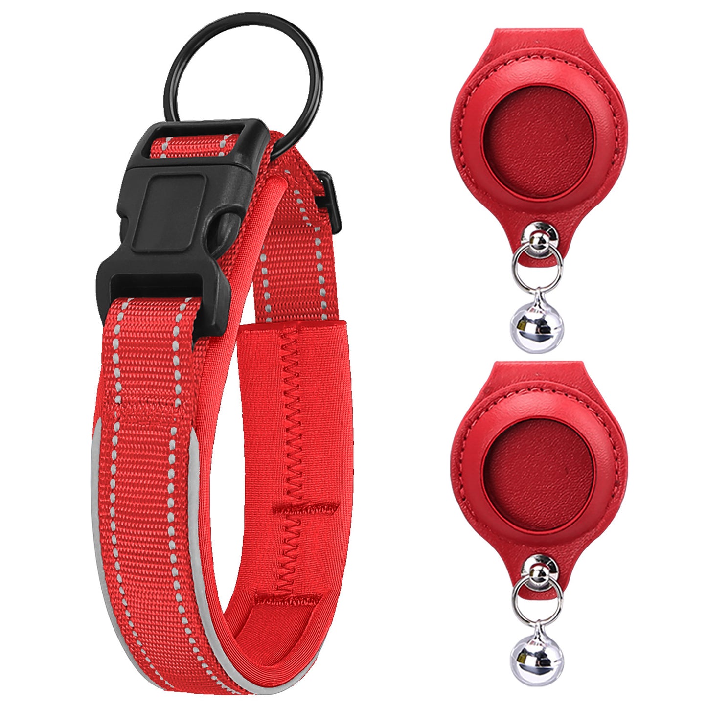 Premimum Leather Pet Collar With Airtag Tracker Case - Secure & Stylish!