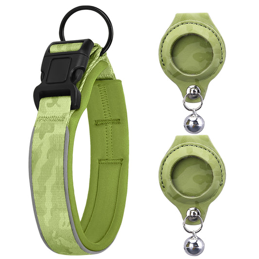 Premimum Leather Pet Collar With Airtag Tracker Case - Secure & Stylish!