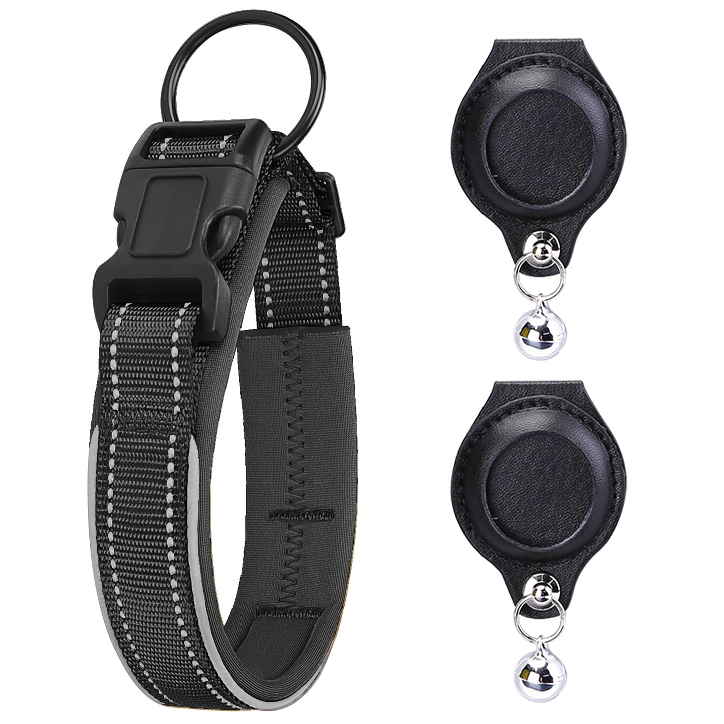 Premimum Leather Pet Collar With Airtag Tracker Case - Secure & Stylish!
