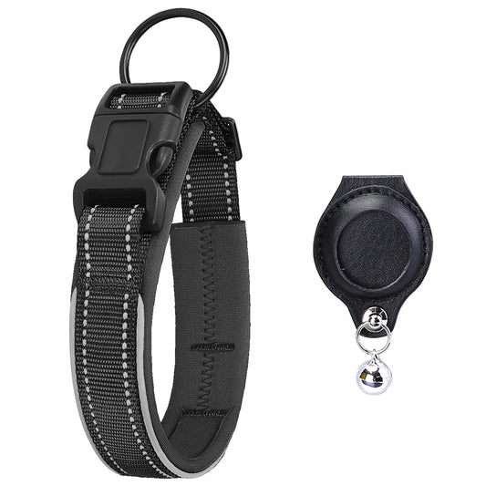 Premimum Leather Pet Collar With Airtag Tracker Case - Secure & Stylish!