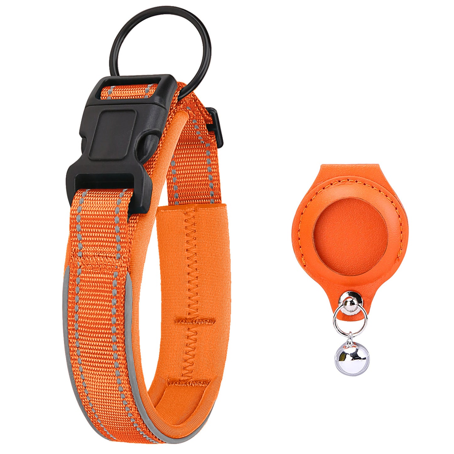 Premimum Leather Pet Collar With Airtag Tracker Case - Secure & Stylish!