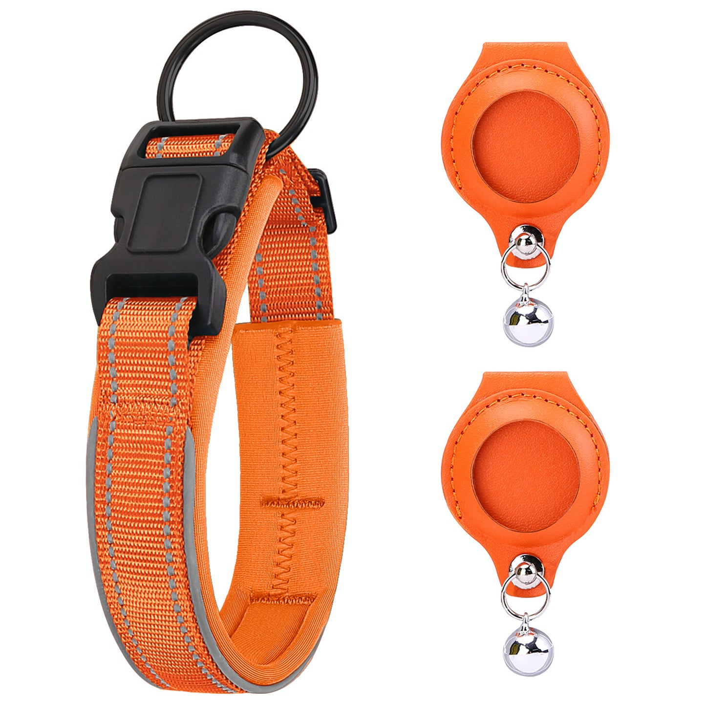 Premimum Leather Pet Collar With Airtag Tracker Case - Secure & Stylish!